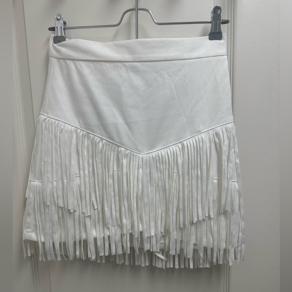 Altar'd State White Fringe Mini Skirt - Picture 1 of 5